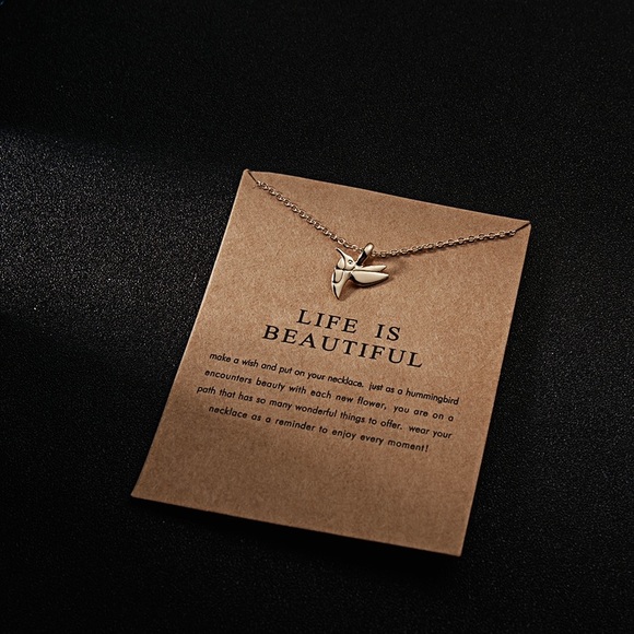 LIFE IS BEAUTIFUL Hummingbird Necklace - Picture 2 of 3